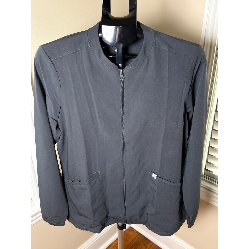 Beyond Scrubs Womens 4 Pkt Zip Front Jacket Pewter Gray Medium SBW702 NWT